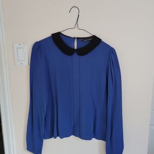 Zara Blue and Black Blouse Elegant Top